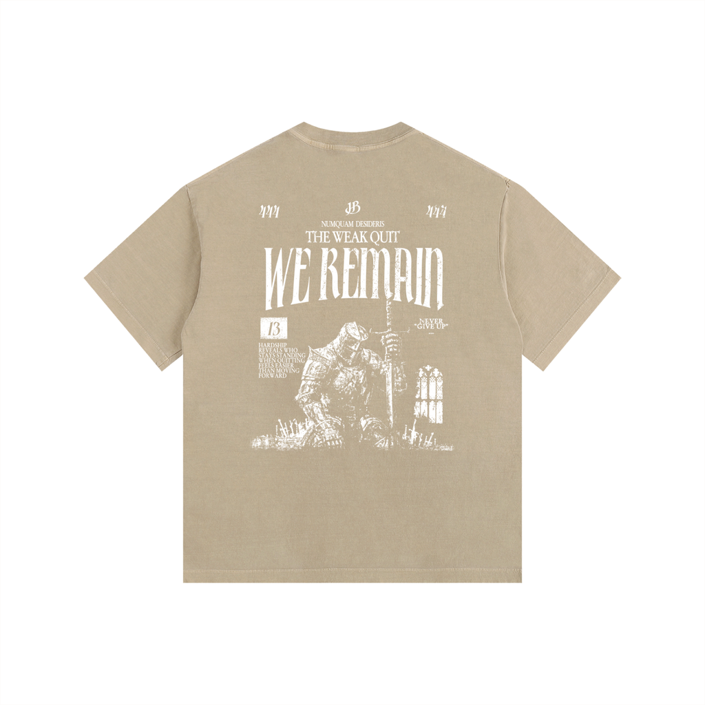 'We Remain' Vintage Washed Graphic Oversized Cotton T-Shirt