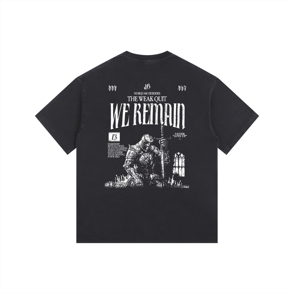 'We Remain' Vintage Washed Graphic Oversized Cotton T-Shirt