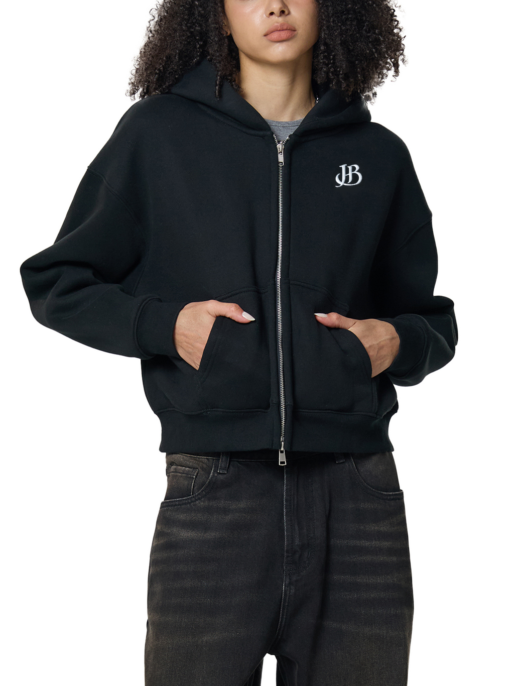 Rest Day Fleeced Zip-Up Cropped Hoodie