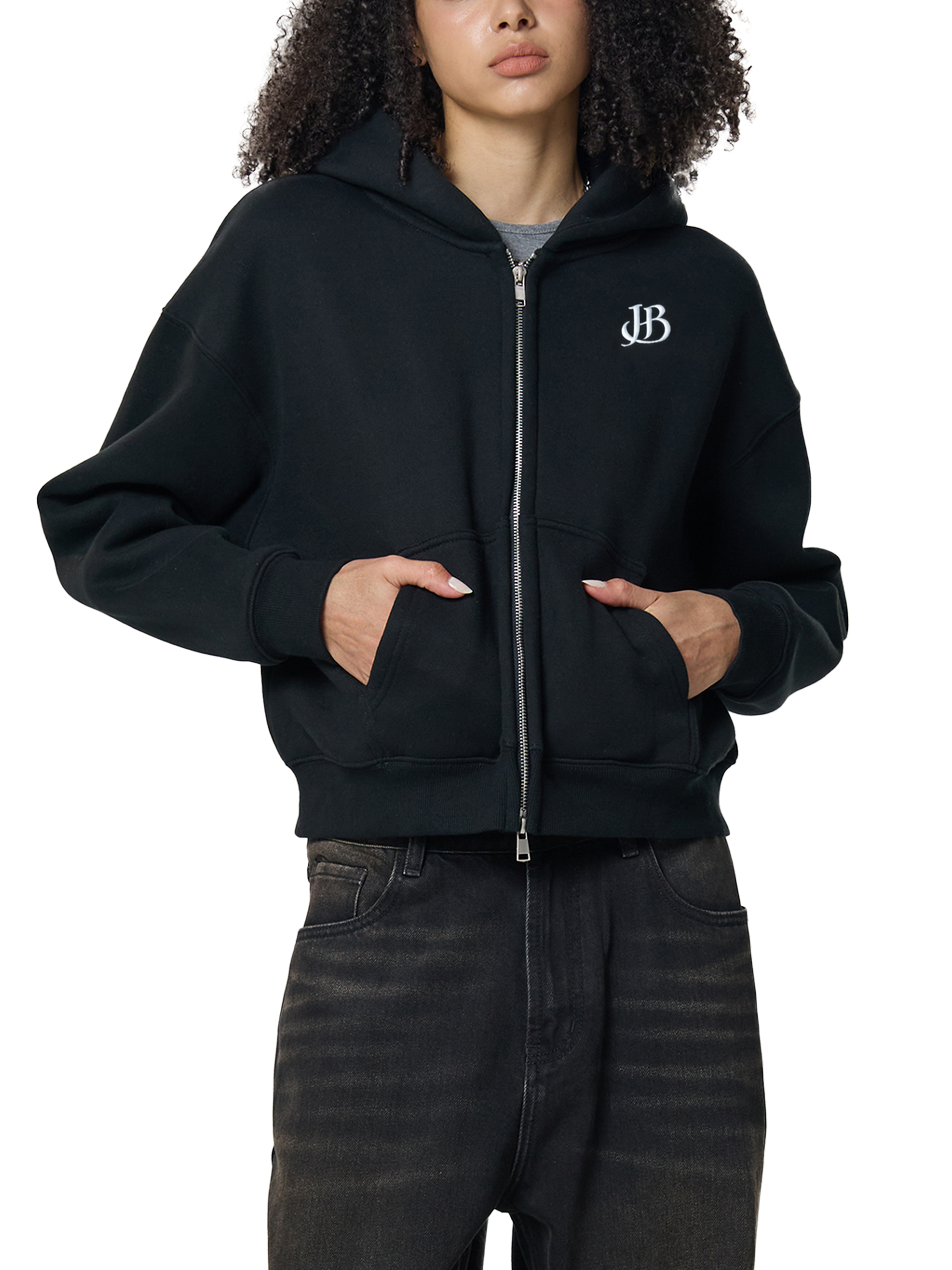 Rest Day Fleeced Zip-Up Cropped Hoodie