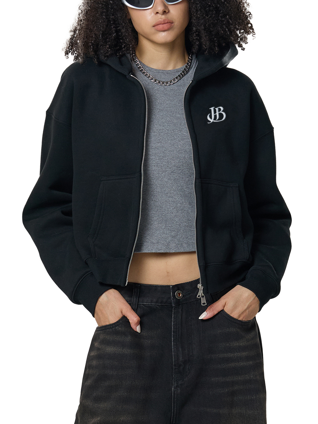 Rest Day Fleeced Zip-Up Cropped Hoodie