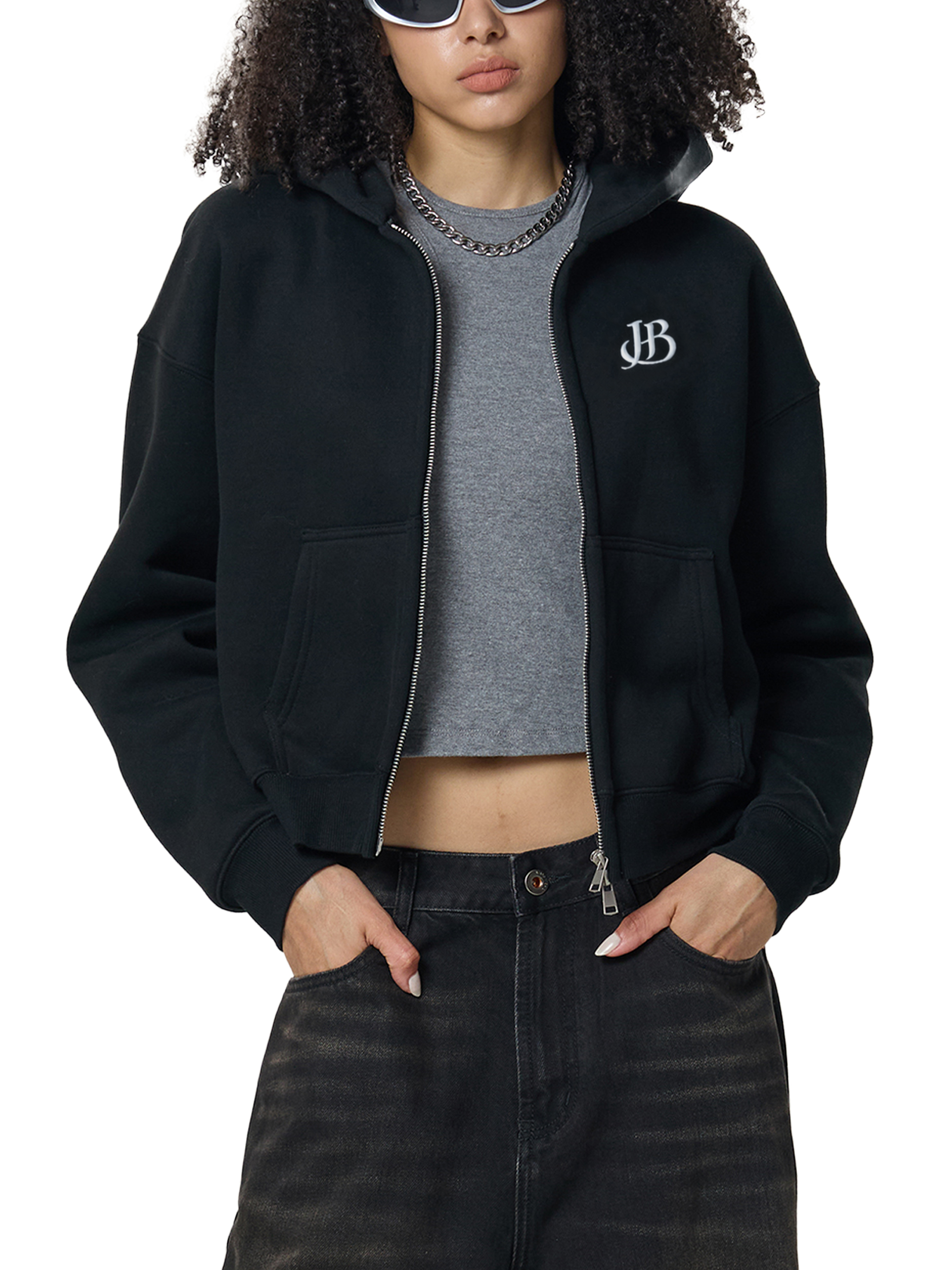 Rest Day Fleeced Zip-Up Cropped Hoodie